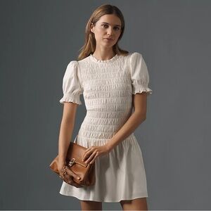 Reformation Leannah Puff Sleeve Smocked Mini Dress
